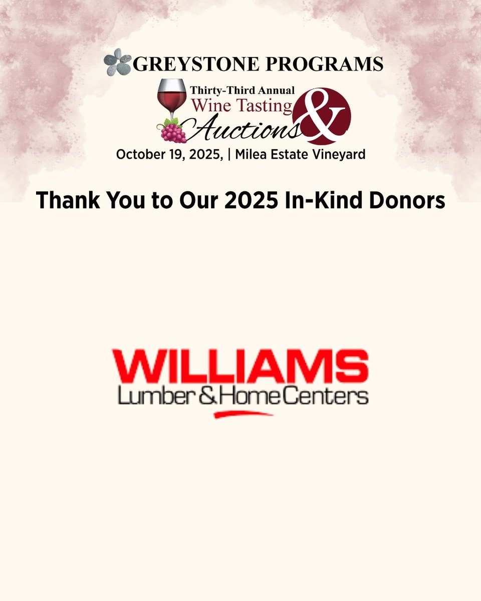 GreystonePrgrms's tweet image. Cheers to our incredible 2025 In-Kind Donors!

Your generosity made Greystone’s 33rd Annual Wine Tasting and Auctions a success and helps us continue empowering people with autism and intellectual/ developmental disabilities across the Hudson Valley.

#GreystonePrograms