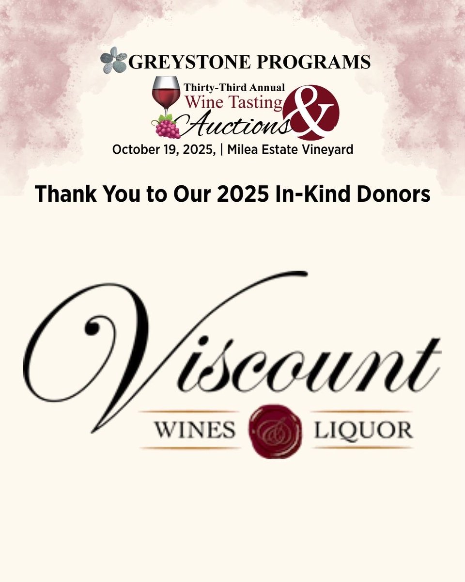 GreystonePrgrms's tweet image. Cheers to our incredible 2025 In-Kind Donors!

Your generosity made Greystone’s 33rd Annual Wine Tasting and Auctions a success and helps us continue empowering people with autism and intellectual/ developmental disabilities across the Hudson Valley.

#GreystonePrograms