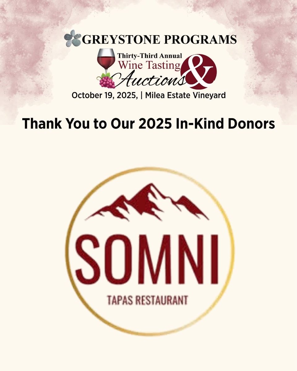 GreystonePrgrms's tweet image. Cheers to our incredible 2025 In-Kind Donors!

Your generosity made Greystone’s 33rd Annual Wine Tasting and Auctions a success and helps us continue empowering people with autism and intellectual/ developmental disabilities across the Hudson Valley.

#GreystonePrograms