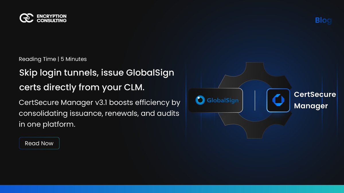 encryptioncons's tweet image. Managing public CA certificates shouldn’t be a manual, error-prone process. With the new GlobalSign–CertSecure Manager v3.1 integration, enterprises can now:

🔒 Automate certificate issuance and renewal
🔒 Centralize visibility across public and private CAs
🔒 Reduce outages and…