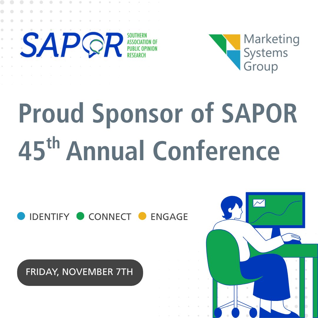 MarketingSysGrp's tweet image. MSG is proud to be a sponsor of this year&apos;s Southern Association for Public Opinion Research (SAPOR) annual conference! Supporting SAPOR aligns with our commitment to providing high-quality survey methods and innovative sampling for the research community.

#SAPOR #SurveySampling