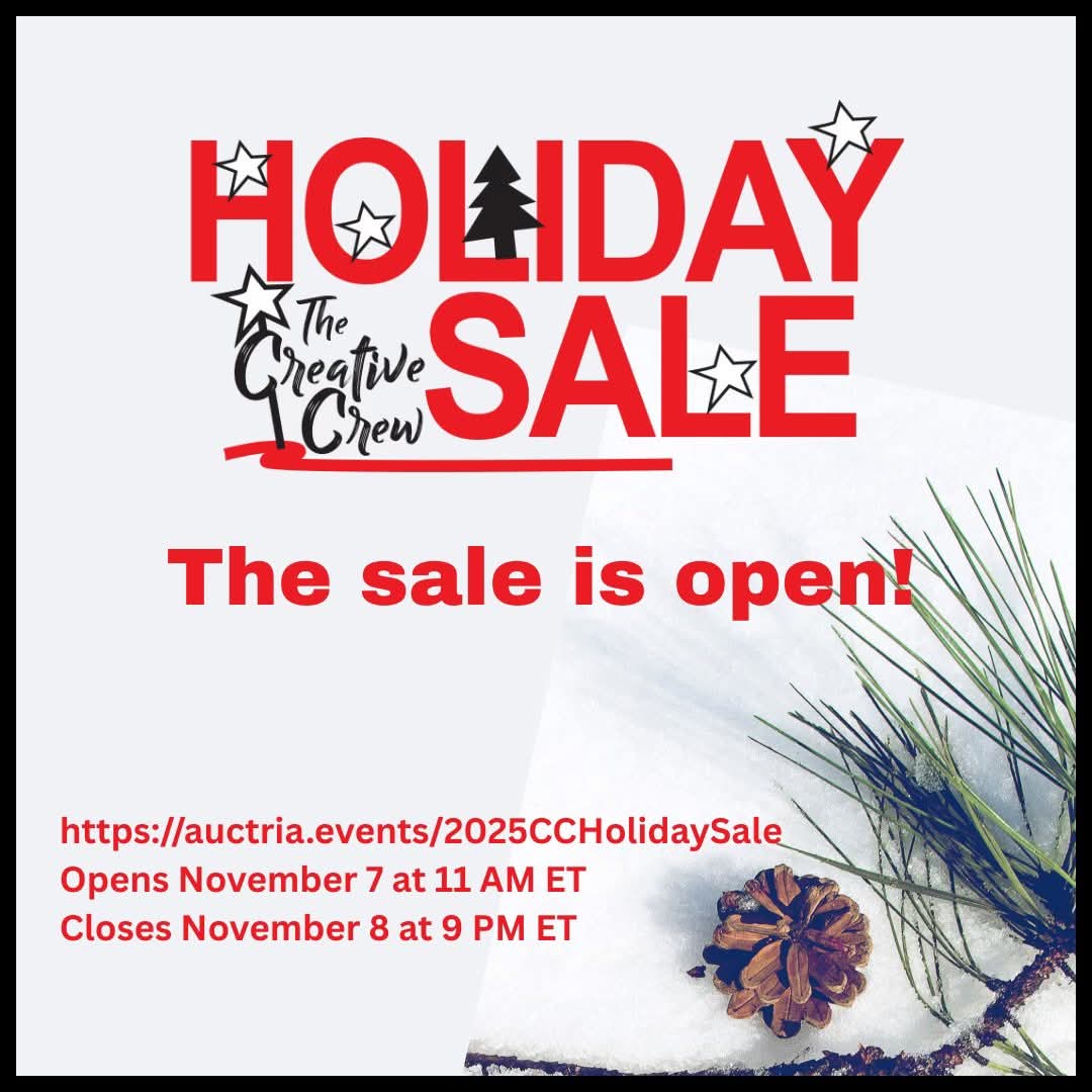 The sale is open!

All proceeds will be donated to WFS.

Register now, verify your email address and save your credit card to be ready! auctria.events/2025CCHolidayS…

Event Details:
Opens November 7 at 11 a.m. ET
Closes November 8 at 9 p.m. ET