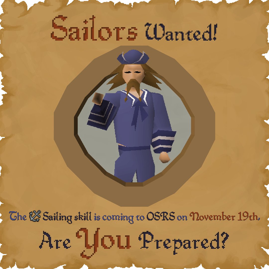 OldSchoolRS's tweet photo. Be amongst the first to set sail when Sailing releases on November 19th! ⚓

We've partnered with @GentleTractor to make these awesome infographics explaining how you can get ready for the big day!

 https://t.co/UcDiFhGonl https://t.co/rzXLzRmgQC