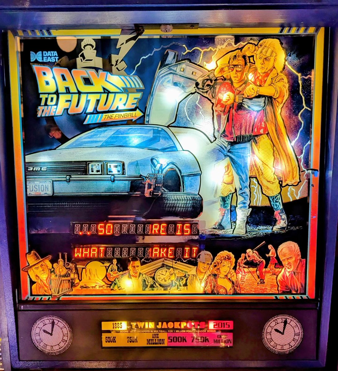 barcade's tweet photo. Great Scott! Back to the Future pinball is now at our Center City Philly location!! It will melt your brain!!! #Barcade #philly #BacktotheFuture #pinball #Barcadepinball #arcadebar https://t.co/0jYEhsMb4n
