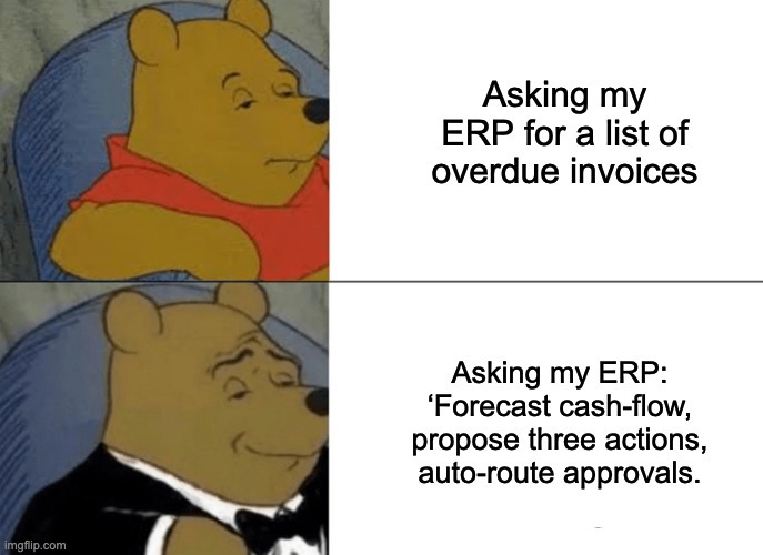TMCDynamicsERP's tweet image. Old ERP: “Here’s your overdue invoices.”
AI ERP: “Forecasted cash flow, proposed 3 actions, routed approvals.”

From reactive to proactive — your ERP just got smart 🧠
👉 hubs.la/Q03RwmJ00

#BusinessCentral #Dynamics365 #AIinERP #DigitalTransformation
