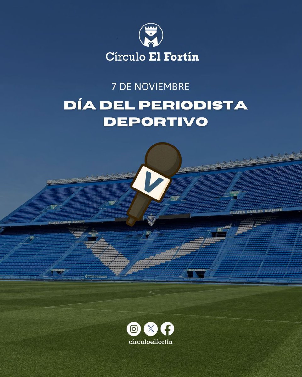 CirculoElFortin's tweet image. Desde El Círculo El Fortín saludamos a todos los periodistas deportivos partidarios en su día.

Gracias por el trabajo, la pasión y el compromiso con los colores de Vélez.

¡Feliz día y que sigamos compartiendo la misma pasión! 💙⚽