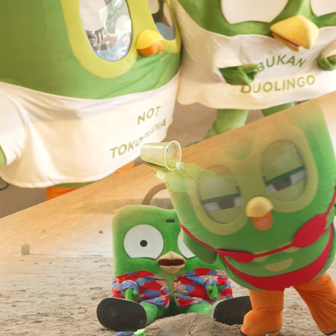 tokopedia's tweet image. Kangen juga ribut-ribut gini 😌 #duolingo #tokopedia #duolingoindonesia