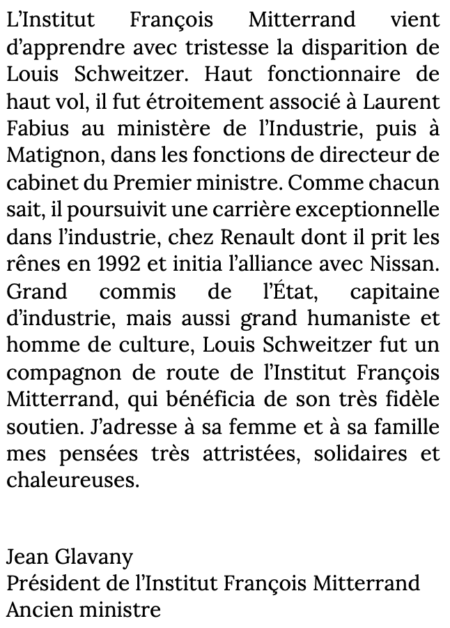 Hommage à Louis Schweitzer
➡️ mitterrand.org/hommage-a-loui…