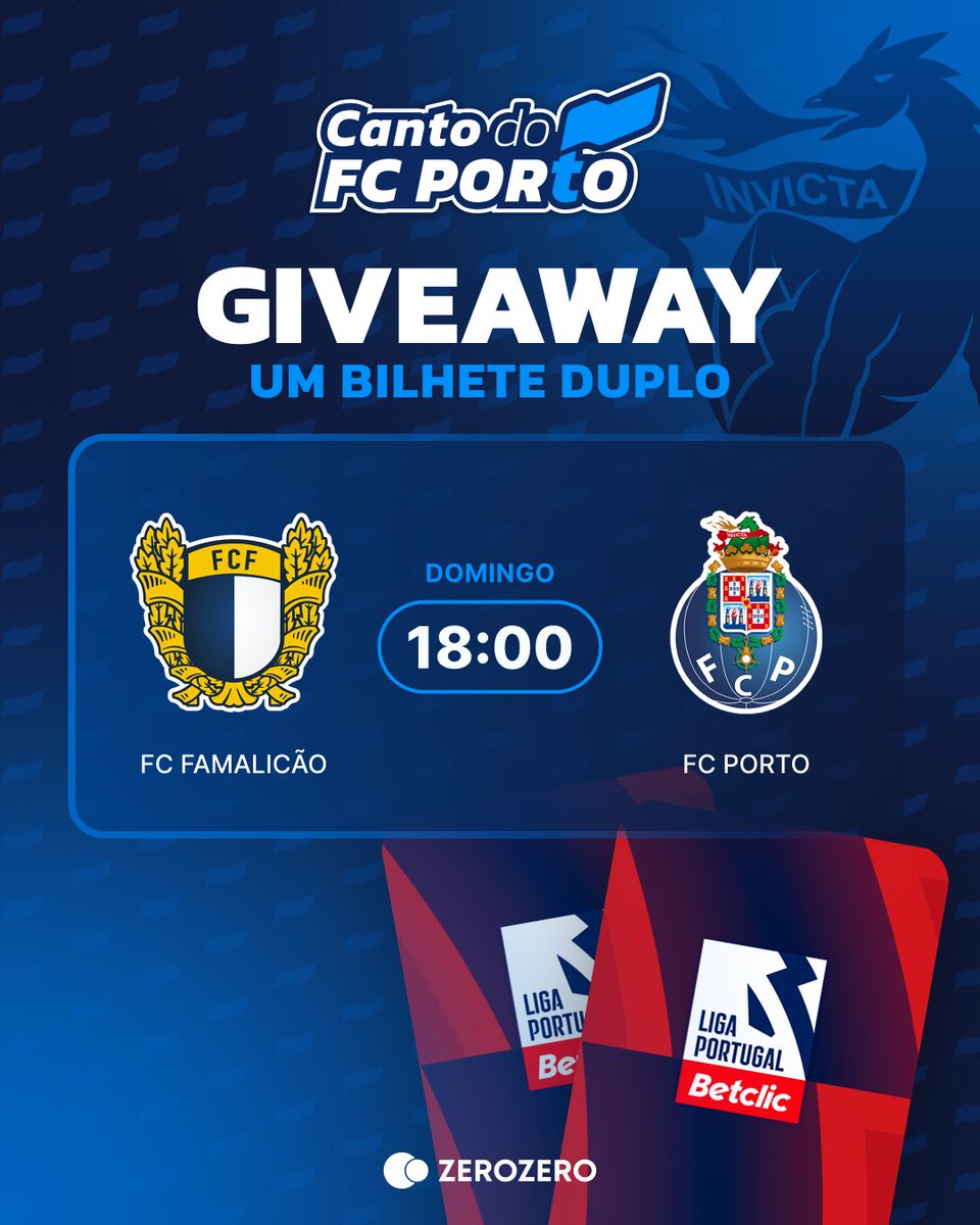 CantodoFCP's tweet image. «Away day» em Famalicão? Temos!

Ouvimos as vossas preces, dragões. Temos um bilhete duplo para vos oferecer!

Para concorrer têm de cumprir quatro requisitos:
🔁 dar retweet
✅ seguir a página
🫂 identificar um amig@
💙vontade de apoiar o FC Porto!

#FCFFCP #FCPorto
