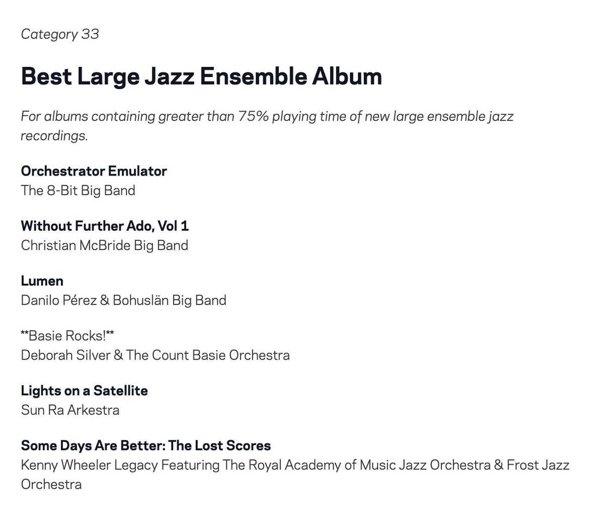 ABSOLUTELY INSANE!! The band was just nominated for not one, but TWO Grammy Awards this year!! THANK YOU to everyone who listens and supports!!
• Best Large Ensemble Jazz Album - "Orchestrator Emulator"
• Best Arrangement Instrumental or A Cappella - "Super Mario Praise Break"