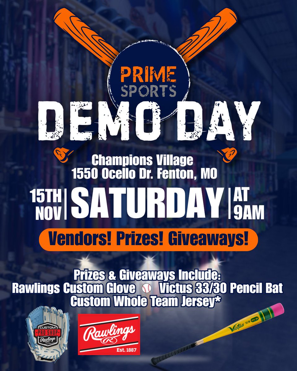 prime_mw's tweet photo. ⏰ The countdown’s on!
5 days until Bat Demo Day – Nov. 15 | 9a–1p.
Get your donations ready, grab your team, and step in the cage!
#PrimeSports #BatDemoDay #CommunityDrive https://t.co/9n4yUxSbKH