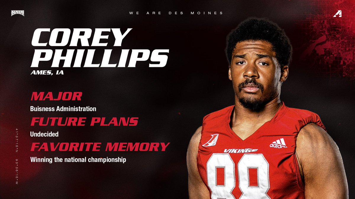 Honoring our 2025 Seniors ‼️

Tight End: <a href="/Cortaavius/">Corey Phillips</a> 

#WEAREDSM | #TheRightWayToPlay