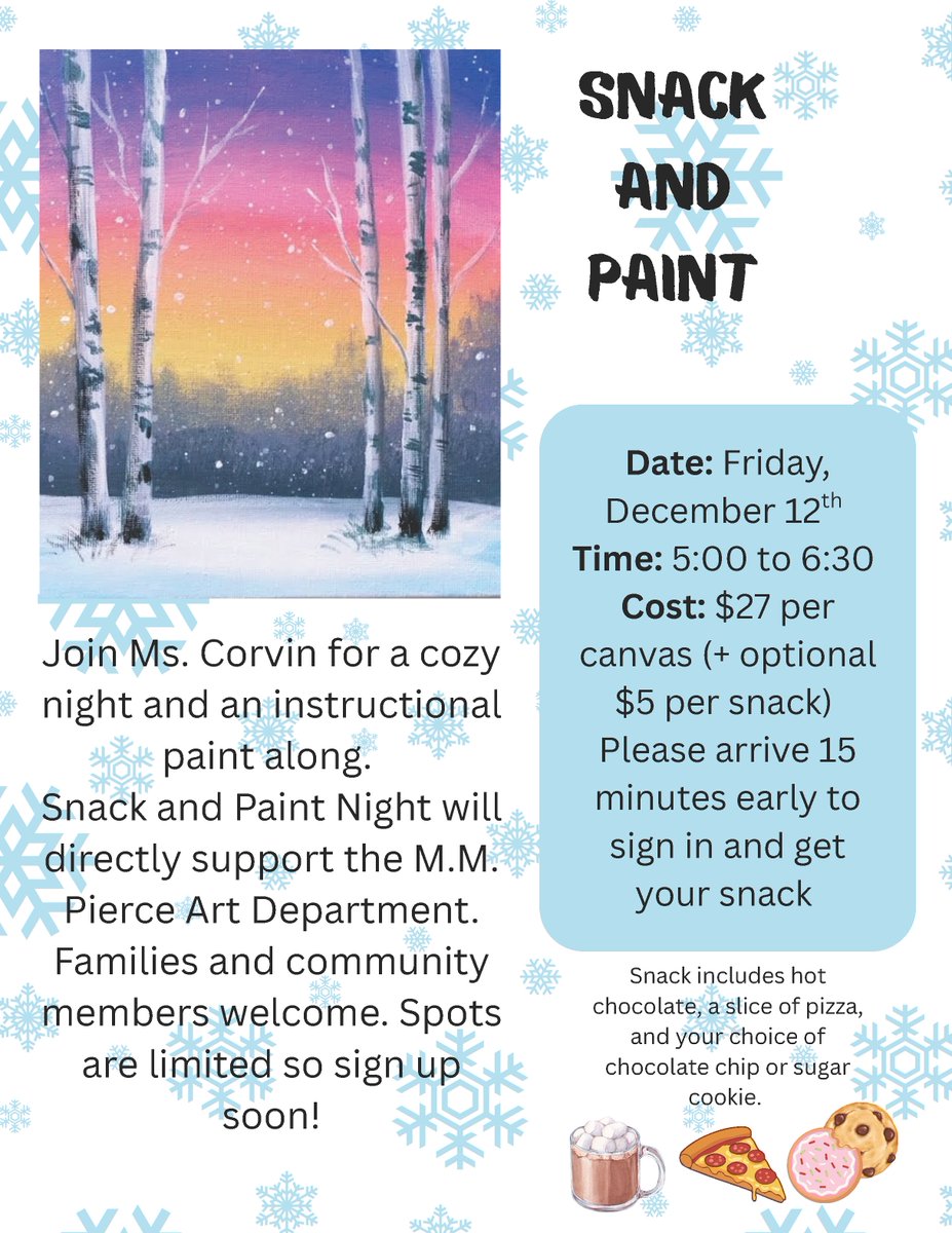 Come out and support our Art Department on December 12 for a Snack &amp; Paint evening! Use the link below to sign up:
fcps1.schoolcashonline.com/.../10607/412/…
