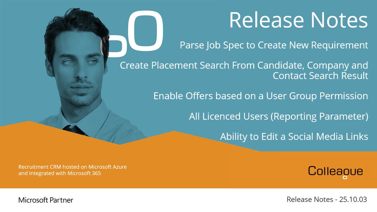ColleagueRS's tweet photo. 25.10.03 - See our latest release notes on the new build of Colleague: https://t.co/os3dqTSiCB #colleague #recruitmentcrm #recruitment https://t.co/FoNhDd6blv