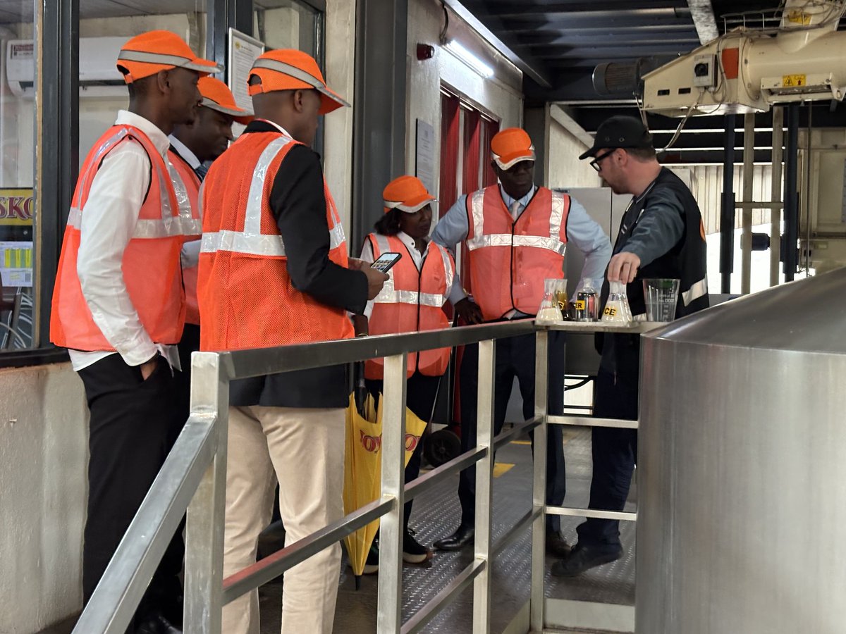 We welcomed Mr. Michael Larbie, Ecobank's Group Executive - Corporate &amp; Investment Banking and his delegation including <a href="/CarineUmutoniRW/">carineumutoni</a>
They were offered a brewery tour, after which we had a great conversation around business opportunities and collaboration.