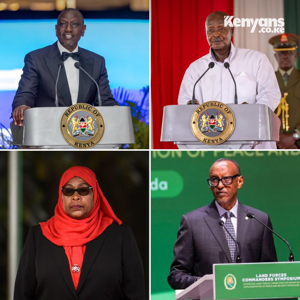 arero_dida1's tweet photo. Who do you think is the best President in East Africa?  
1. William Ruto🇰🇪
2. Yoweri Museveni🇺🇬
3. Samia Suluhu🇹🇿
4. Paul Kagame🇷🇼 https://t.co/6H7v2Q6Nyo