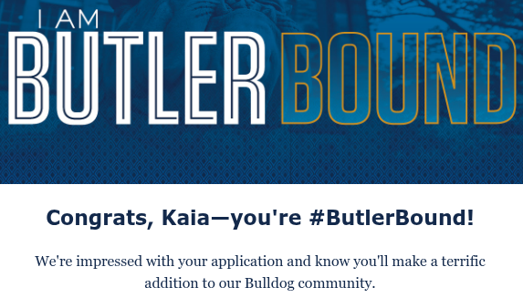 CB_ECA's tweet photo. Congratulations to ECA senior Kaia Schleifman for being admitted to @butleru! #AchieveMore #LeaveYourMarkCB #ButlerBound https://t.co/eU7x5LKkxf