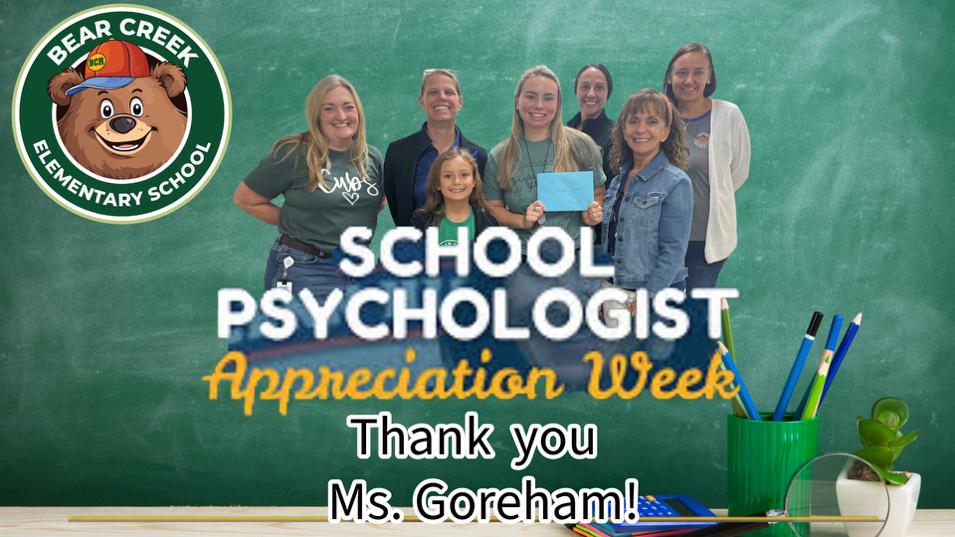 BCR celebrated our incredible School Psychologist- Ms. Goreham this week! 
Thank you for all you do at BCR!