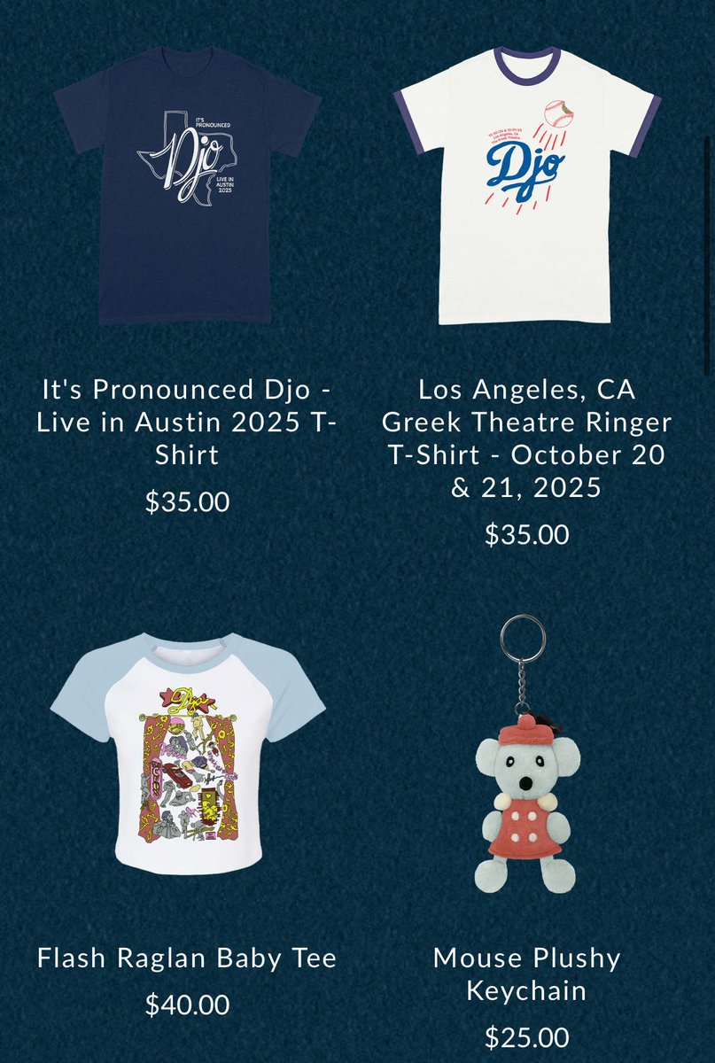 🚨| Leftover djour merch is now available online! 

— store.djomusic.com