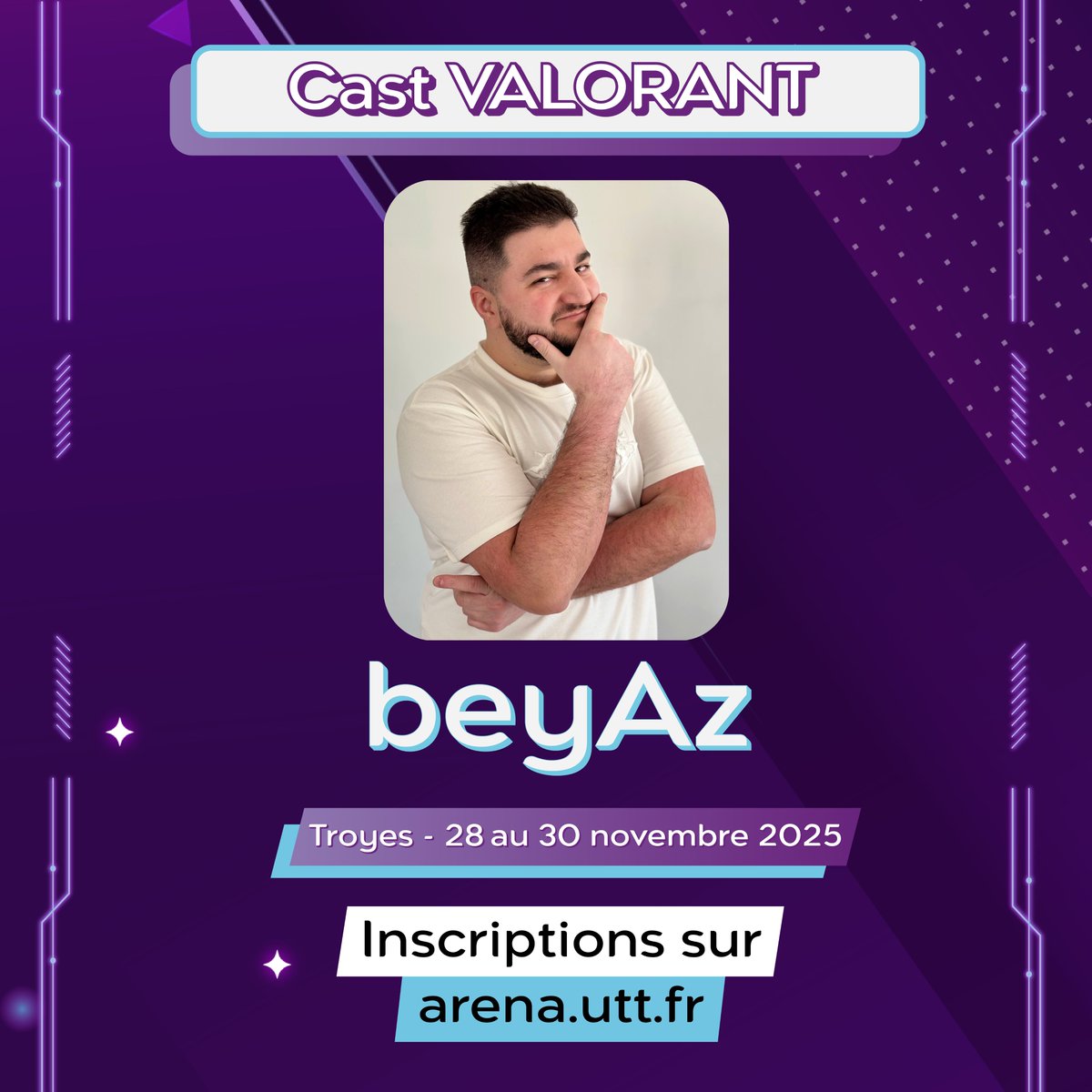 UTTArena's tweet image. 🎙️@beyAzBEAST rejoint l&apos;UA pour un cast de feu🔥

Après avoir terrorisé ses concurrents, il revient pour commenter vos clutchs et vos défaites !

Places dispo sur LoL, CS, TFT, Valo...
Il reste des ordinateurs et logements en location
Inscriptions sur arena.utt.fr