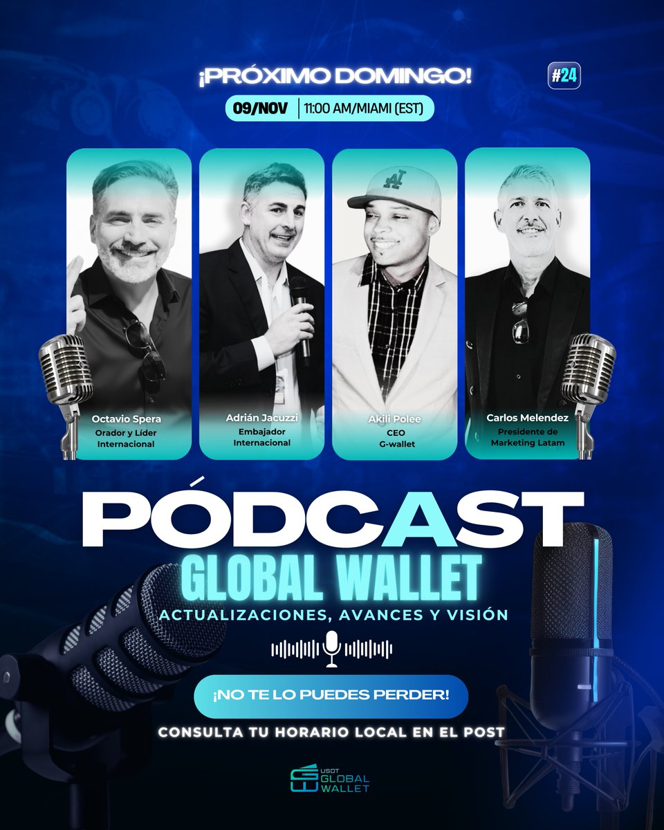 usdtglobal's tweet photo. ๐๏ธ PODCAST #24 โ GLOBAL WALLET
๐๏ธ Domingo 9 NOV | ๐ 11:00 a.m. (Miami โ EST)๐ Tema:
๐ค Akili Polee | Carlos Melรฉndez | Octavio Spera | Adriรกn Jacuzzi
๐ Zoom: https://t.co/5lWw0bgPky
#GWallet #Podcast24 #Blockchain #GPoints #RLUSD #Fintech #Stablecoins https://t.co/18LUTJXA73