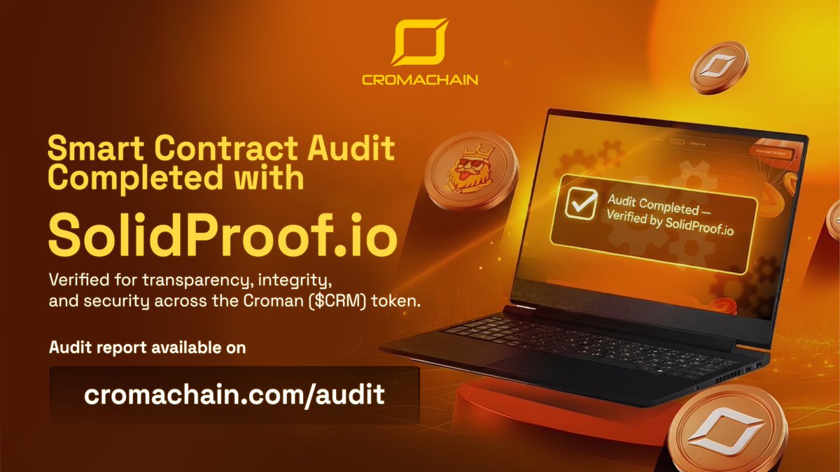 TRUE DECENTRALIZATION — VERIFIED BY <a href="/SP_TrustNet/">Solidproof.io TrustNet</a> 

$CRM Contract: No Mint • No Blacklist • No Owner Control
Ownership Renounced • Immutable • Transparent
app.solidproof.io/projects/croma

#CROMACHAIN #CROMA #CRM