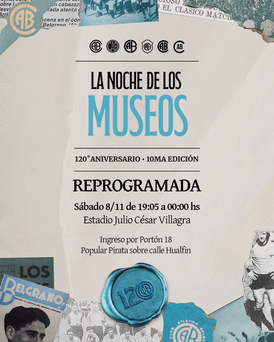 Belgrano's tweet image. ¡NOCHE DE LOS MUSEOS REPROGRAMADA PARA EL SÁBADO!

Debido a la intensidad de la lluvia de hoy viernes, el evento en el Gigante se realizará mañana sábado 8/11 de 19:05 a 0:00 hs.

¡Te esperamos para vivir una noche mágica en Alberdi! 

👉 belgrano.com.ar/nochemuseos120…