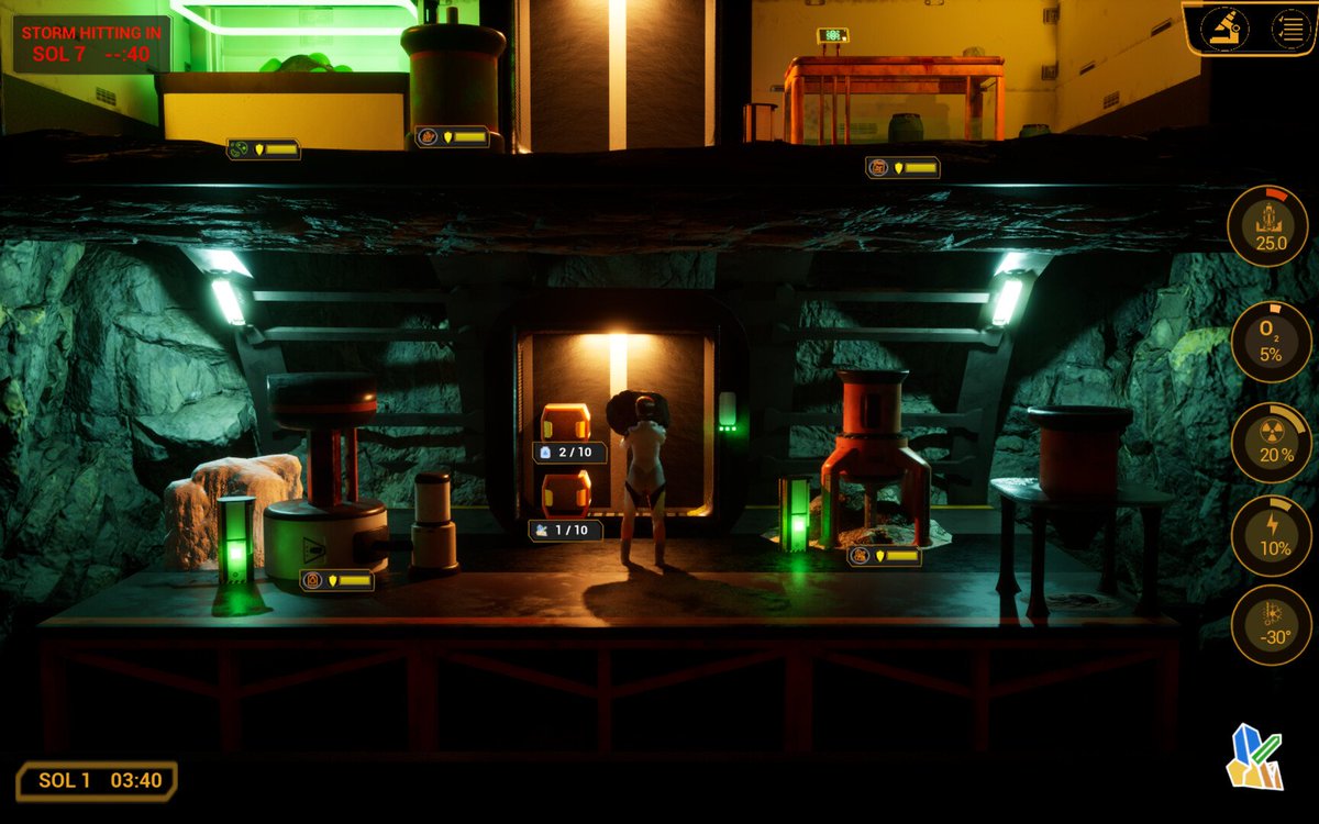 ArtLevelDesign's tweet image. Wild Mars at #PitchYaGame !!!
A 2.5D management simulator in which you must produce fuel from dangerous bacteria in a laboratory on Mars. The bacteria can kill you. Few days to leave Mars, as a storm is coming. Manage the fuel and the generators.
store.steampowered.com/app/2870620/Wi…