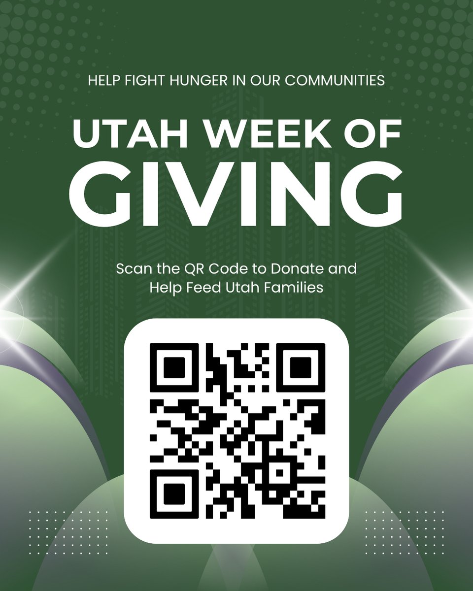 utstatechamber's tweet photo. From Cache to Carbon, Salt Lake to San Juan — Utahns are uniting to help families in need.
Be part of the Utah Week of Giving (Nov 3–9)! Use the QR code to donate and make a difference.
https://t.co/6HEpapXwxR
#UtahWeekOfGiving #UtahWay https://t.co/7xFhi2JwOF