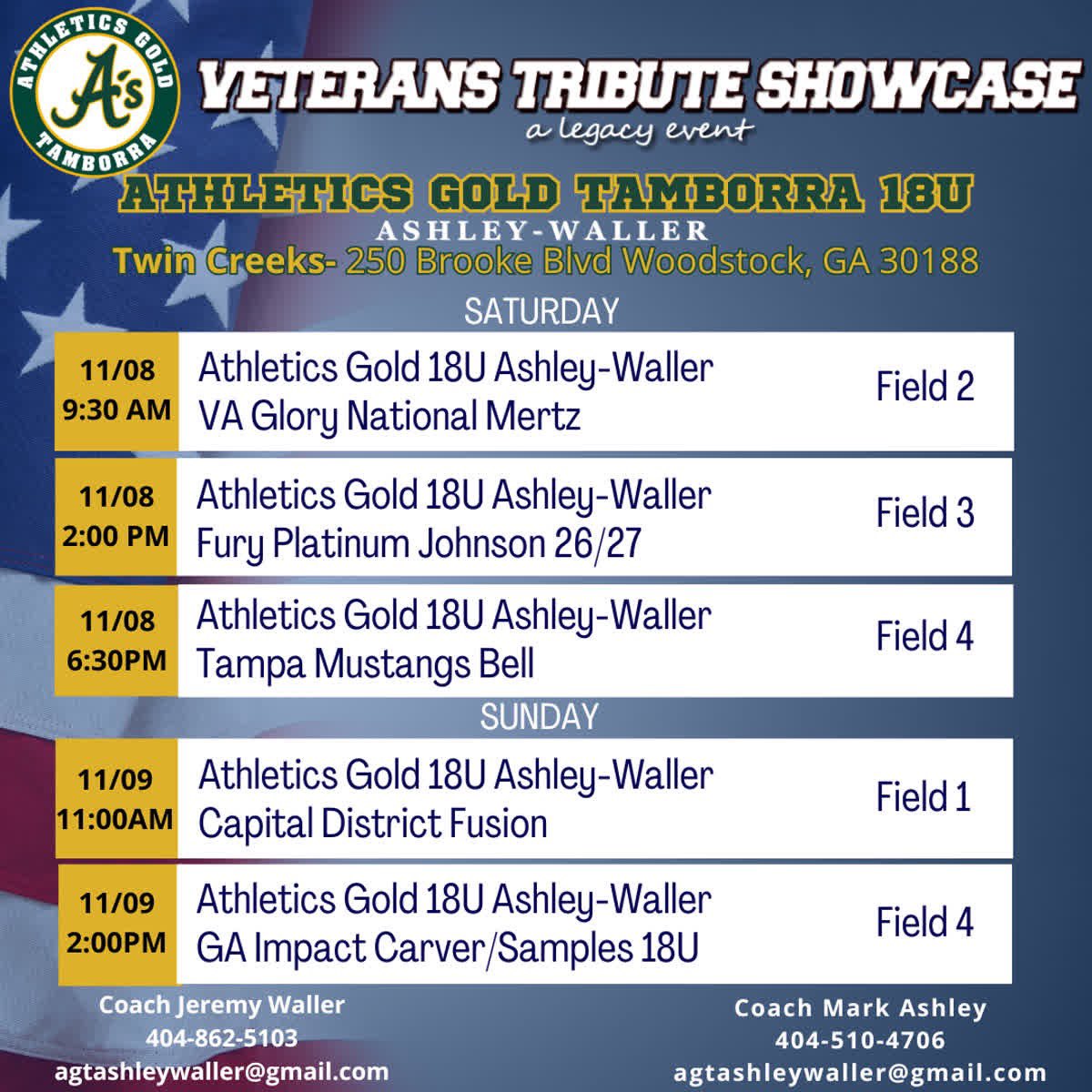 Updated schedule for this weekend! Come check us out!! 🥎 <a href="/AGTAshleyWaller/">Coach Waller - Athletics Gold Tamborra 18U</a> <a href="/AGTAshley/">Coach Ashley-Athletics Gold Tamborra Ashley/Waller</a> <a href="/SUHawksSoftball/">Shorter University Softball</a> <a href="/kelseyshodgson/">Kelsey Hogan</a>