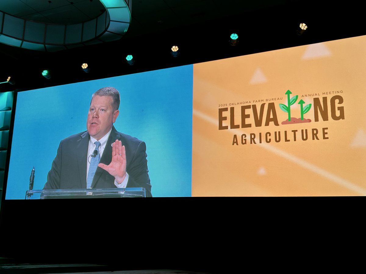 OK_Broadband's tweet image. Director Sanders was honored to address @okfarmbureau at its 84th annual meeting. A lifelong farm bureau member, Sanders highlighted the ongoing work being done by the Oklahoma Broadband Office and Governing Board to bring Oklahoma’s unserved areas online.