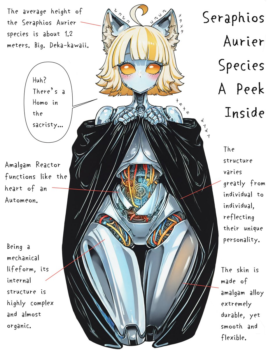 A diagram showing a little peek inside the Seraphios Aurier species. English ver.