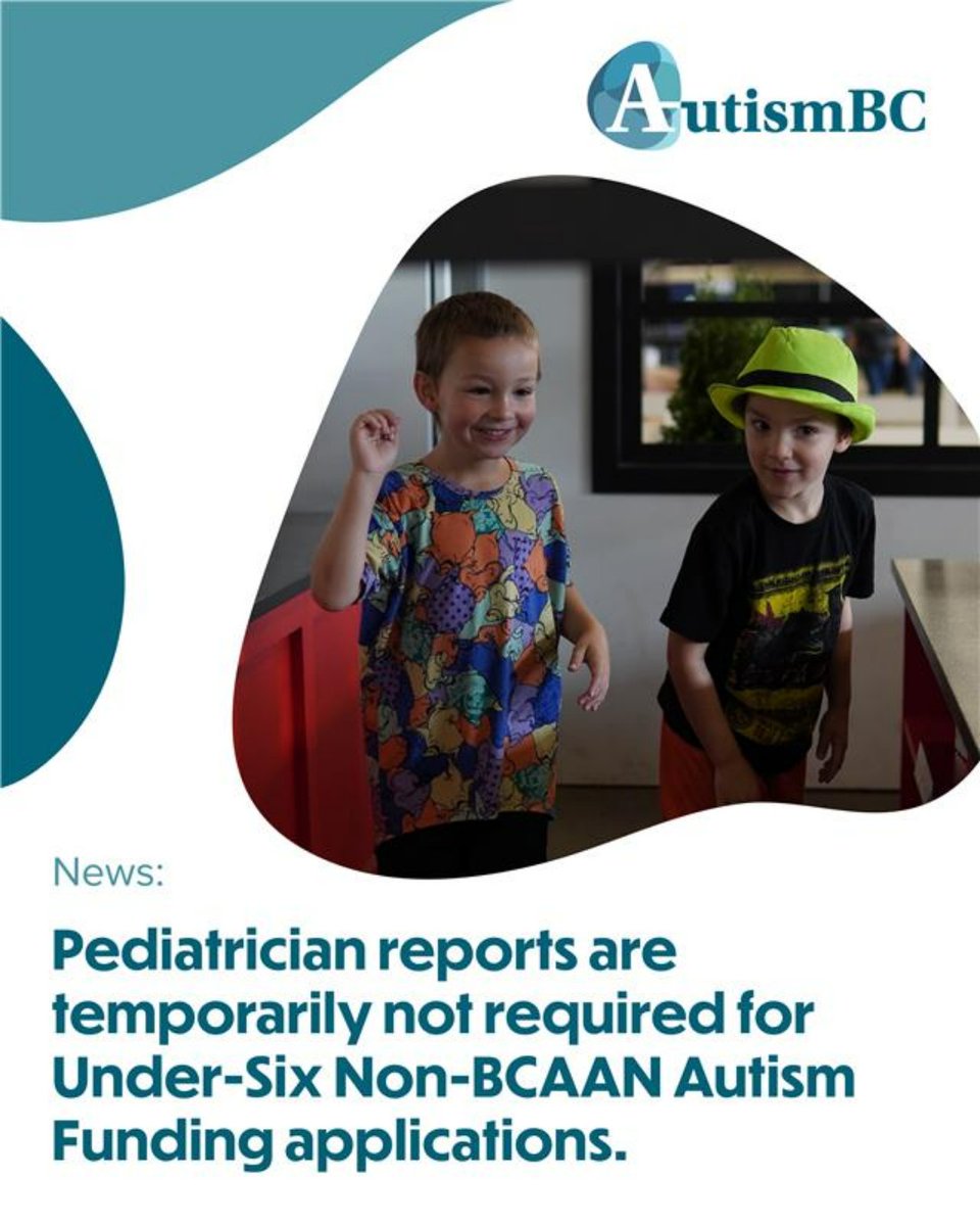 Important MCFD policy change for caregivers of autistic children under 6: The requirement to include a pediatrician’s report in applications for Under-Six Non-BCAAN Autism Funding is temporarily suspended. More info at autismbc.ca/blog/autism-as…
 
#BCPoli #MCFD #AFU