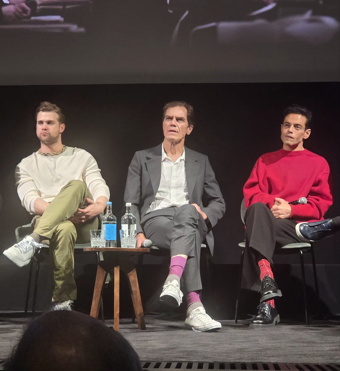 Leo Woodall, Michael Shannon and Rami Malek at tonight's <a href="/BAFTA/">BAFTA</a> screening of Nuremberg.