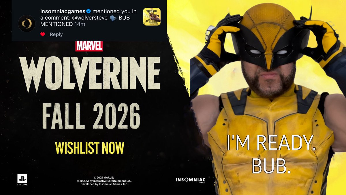 WolverSteve's tweet image. I’M READY. 

#JustForFun #InsomniacGames #Wolverine #PS5 #Wishlist #cosplay #wolverineps5 #playstation #MarvelGames #Patch #Logan #MarvelStudios #Gaming #xmen #Update #Fall2026 #Fall
