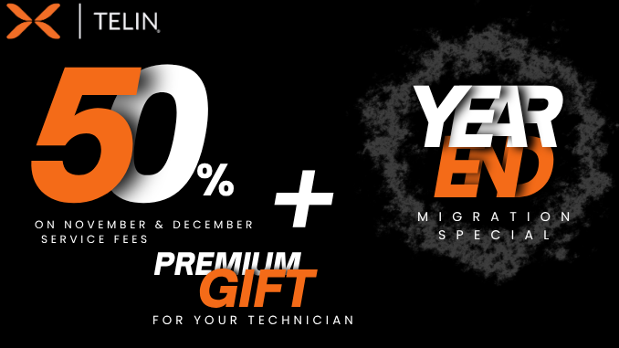 TelinGlobal's tweet photo. We take care of our partners — and their techs.

Migrate to TELIN → 50% off your service fees.
Plus a premium gift for the technician who completes the migration.
Details ↓
 https://t.co/1c2Mmupuwn

#PartnerSuccess #MSP #UCaaS #Telin https://t.co/JUVksugywG