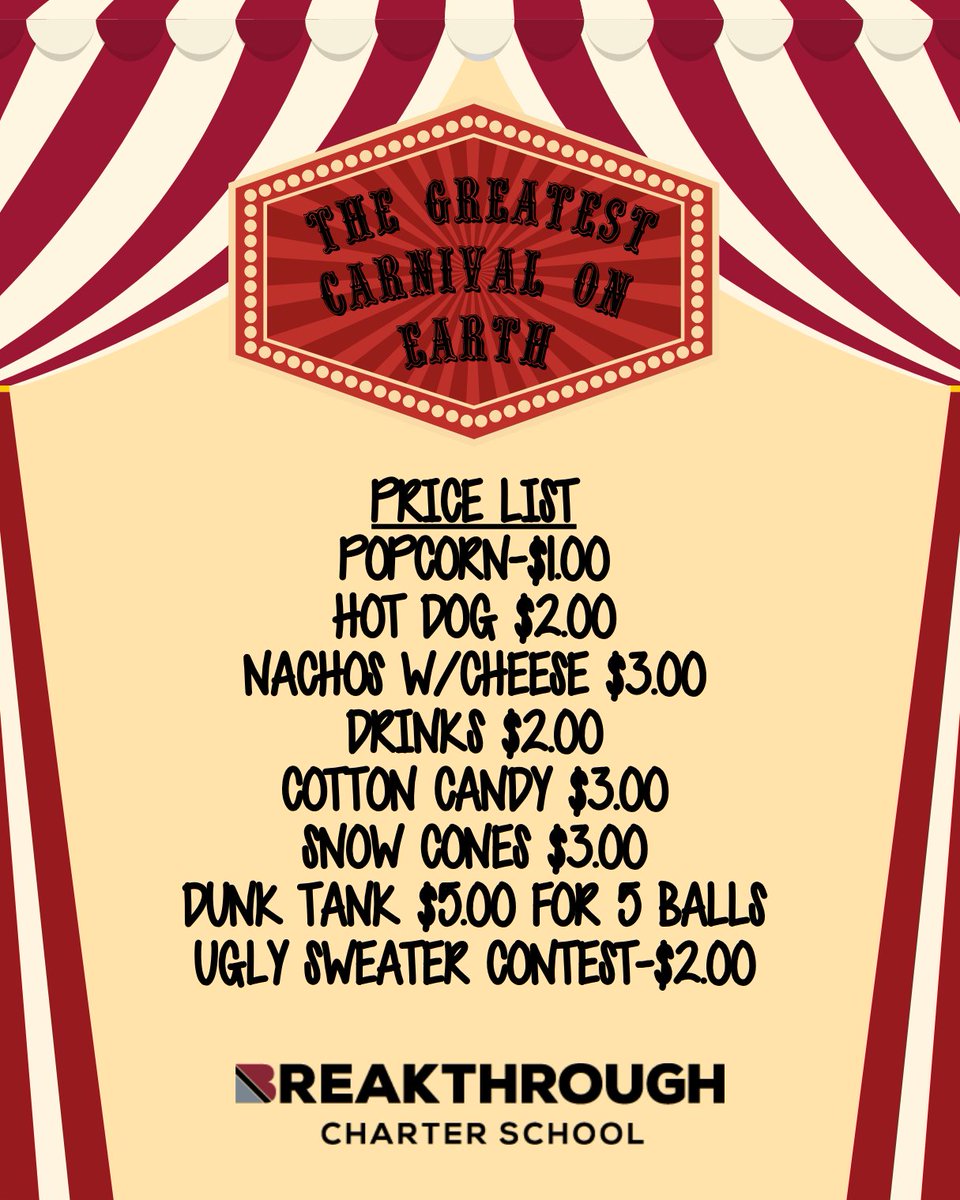 Breakthrough_CS's tweet image. 🎉❄️ Breakthrough Charter School Winter Carnival! ❄️🎉

Get ready for a day full of fun at our Winter Carnival on December 16th from 9:00 a.m. - 2:30 p.m.