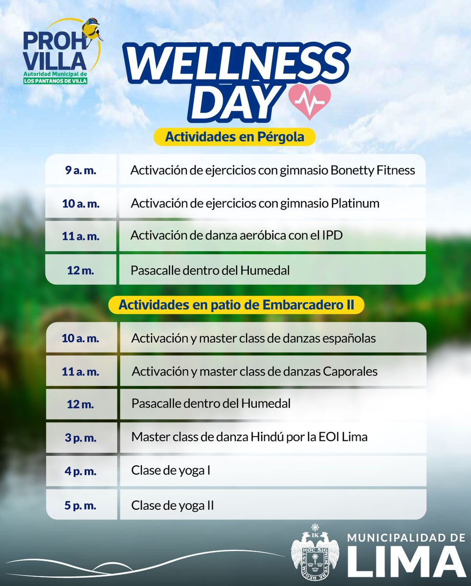 💆‍♀️🌿 ¡Prepárate para vivir el Wellness Day en el #HumedalPantanosDeVilla! 🌞

👉 ¡Entra al SORTEO llenando el formulario de inscripción!: forms.gle/gLR2CEkKJp6gzp… 

#WellnessDay #SaludYBienestar #TurismoSostenible #PROHVILLA #HumedalPantanosDeVilla