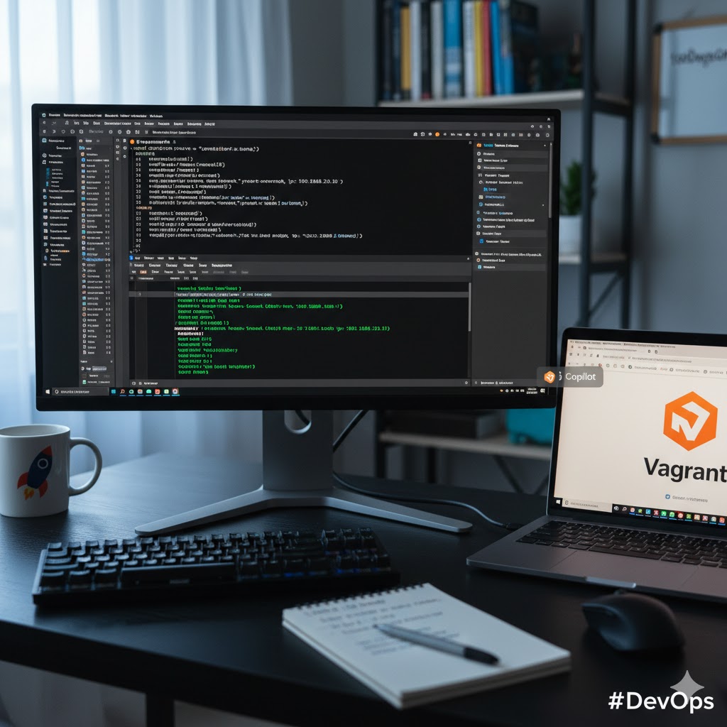 dev_sylv's tweet image. Day 31 of My #DevOps Journey 🚀
Explored Vagrant - the tool that simplifies virtual machine management.
Learned commands like vagrant up, halt, destroy, and worked with Vagrantfile in VS Code using Copilot.
Automation keeps getting smarter! 💻

#Vagrant #IaC #DevOps #Day31