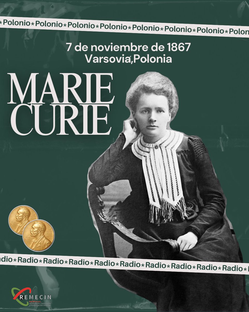Hoy recordamos a Marie Curie (1867–1934), pionera de la radiactividad y primera persona en ganar dos Premios Nobel en distintas ciencias.
Su pasión y valentía transformaron la historia.
✨ “Nada en la vida debe ser temido, solo comprendido.”