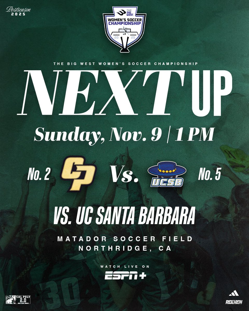 CPWomensSoccer's tweet image. 𝗧𝗛𝗘 𝗖𝗛𝗔𝗠𝗣𝗜𝗢𝗡𝗦𝗛𝗜𝗣 𝗠𝗔𝗧𝗖𝗛 𝗜𝗦 𝗦𝗘𝗧 🔥

See you Sunday for a Blue-Green rivalry showdown for The Big West Championship 🏆

#RideHigh🐎⚽️ | #BOOM💥