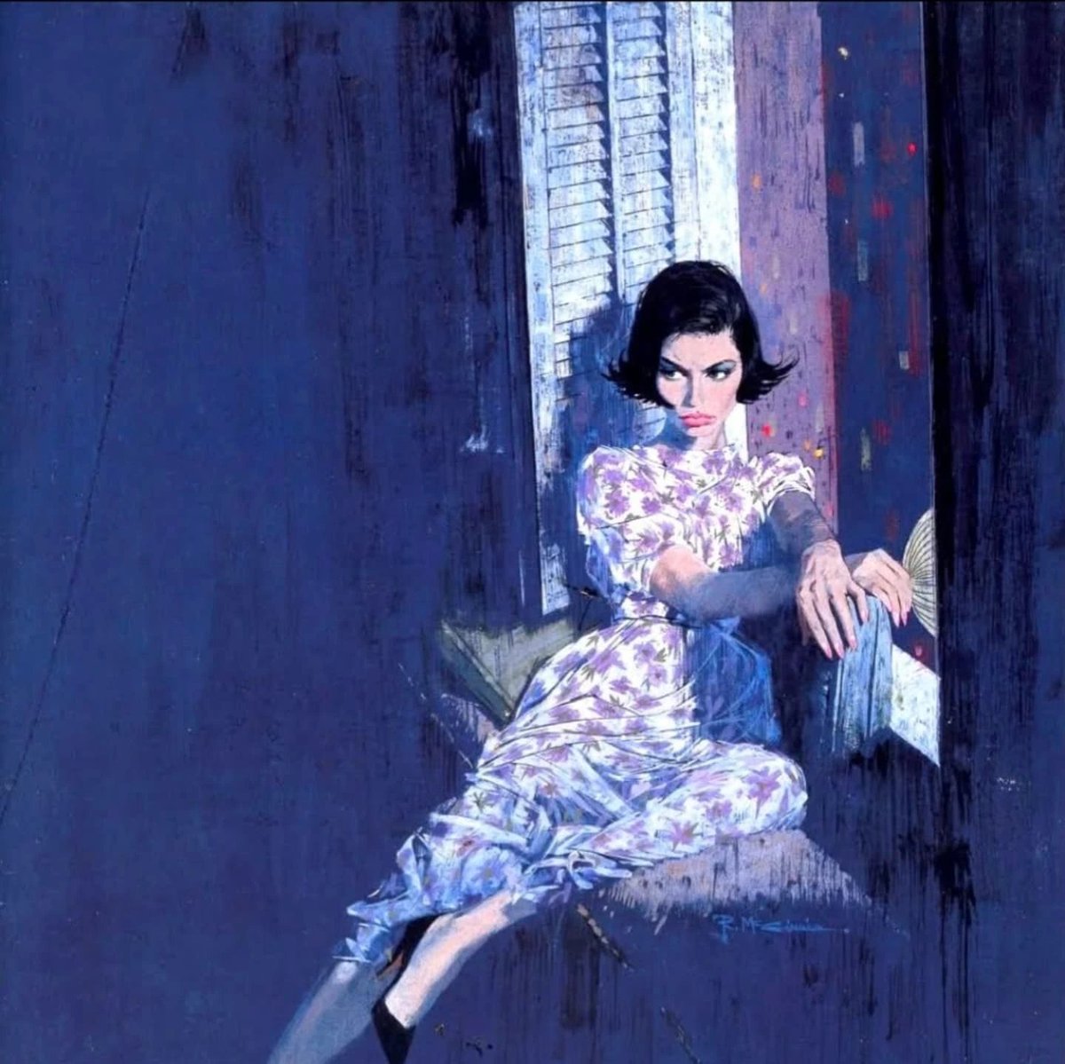 itsiansu's tweet image. i haven&apos;t seen anyone mention it yet but this is based off of a painting by the late Robert E Mcginnis. you might recognize him for his book illustrations or movie posters for James bond, Breakfast at Tiffany&apos;s, etc