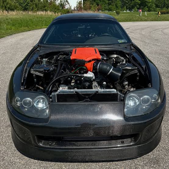 KingDisaster1's tweet photo. ScrapLifeLee really looked at a Supra and said,
“2JZ? Nah… let’s summon a Hellephant.” 🐘💀
1,000 horsepower of pure chaos.

Toyota heritage: deleted.
Traction: optional. 😂

#Hellephant #Supra #CarTwitter https://t.co/n80WAIBWcf