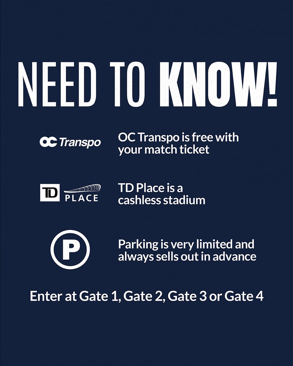 Lansdowne is going to be packed 💥 Plan your travel accordingly ‼️

Parking will also be limited, so arrive early on November 9th to make sure you can enjoy all the pre-match festivities 🥳

Get your CPL Final Tickets 👇💺

🔗 Tickets: ticketmaster.ca/2025-cpl-final…

#EARNITNOW 🔴⚪️