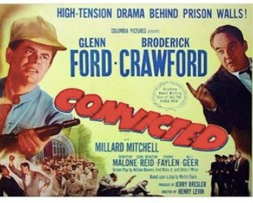 Warden George Knowland (Broderick
Crawford) helps convict Joe Hufford (Glenn Ford) adjust to prison life. But when Hufford witnesses an inmate murder he sticks to the criminal code of silence, even though it means he'll be a suspect. "Convicted" (1950) #filmnoir