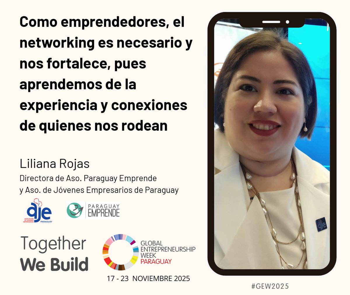 🌍 #GEW2025 llega a cada rincón del Paraguay. Con aliados como Liliana Rojas, impulsamos un ecosistema emprendedor inclusivo, diverso y lleno de oportunidades. 🚀🇵🇾
<a href="/lilachurojas/">Liliana Rojas</a> <a href="/ajeparaguay/">AJEparaguay</a> <a href="/PYemprende/">Asociación Paraguay Emprende</a>