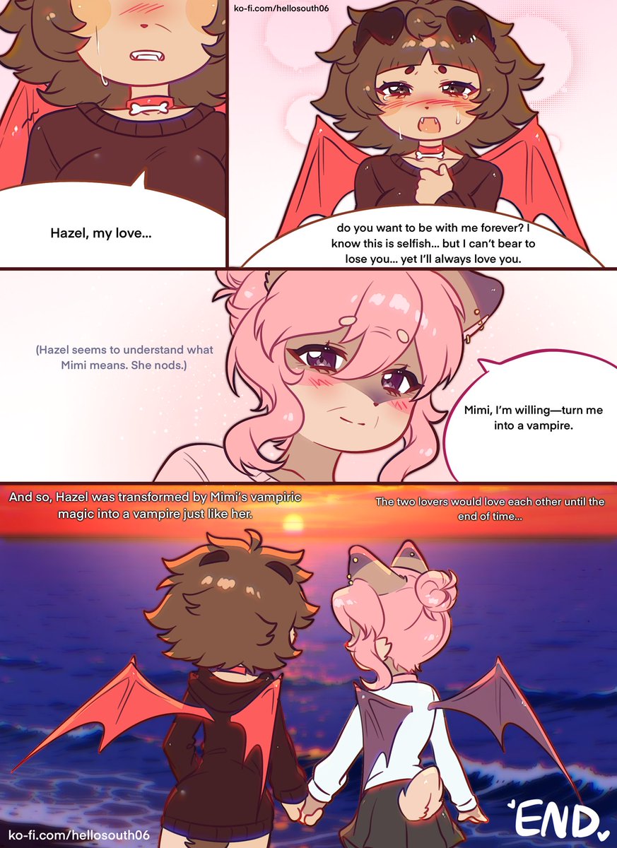 From Hazel’s tears to Mimi’s.
That time, it was out of fear — this time, it’s out of love.
OCs from:<a href="/crispytyph/">🦴Typh🦴</a>