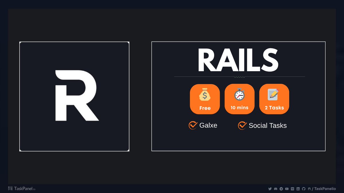 taskpanelio's tweet image. Rails Airdrop Tasks 🪙

Rails, an AI project focused on &quot;InfoFi,&quot; has launched its points and role programs for early users.

Start collecting points for the airdrop.

📝 Tasks: Rails Pass (Discord Role), Galxe, InfoFi Points 
💰 Cost: Free 
⏱️ Duration: ~10 Mins

Guide below 👇…