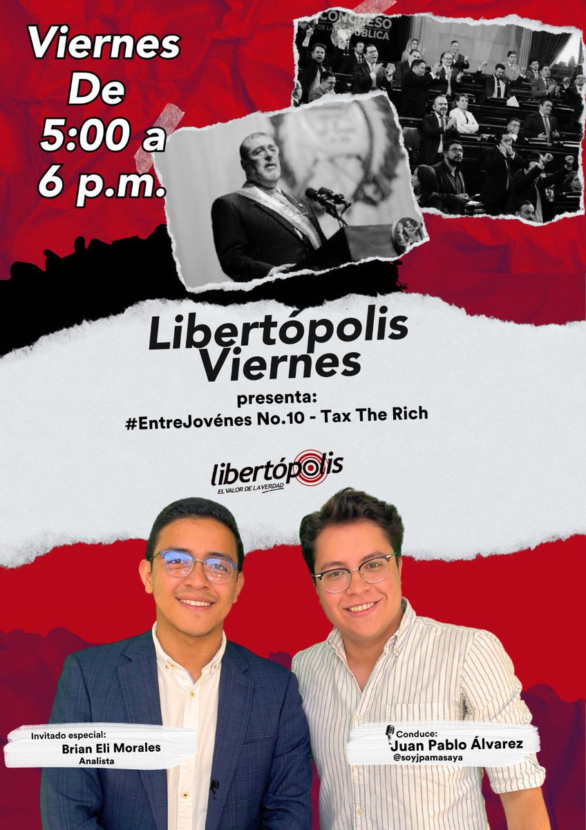 ¡Atención! 📢
Hoy @jpamasaya  en Libertópolis viernes  te presenta: Entre Jóvenes #10 junto a su invitado Brian Eli Morales. ¡Te esperamos!

🕠 Al aire a las 5pm
👉 En vivo por YouTube, Facebook, Tik Tok, X, y Twitch. Activa las notificaciones para ser el primero en conectarte.