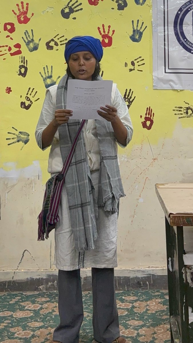 BAPSA_JNU's tweet photo. Oath-Taking Ceremony
JNUSU Office, JNU

A moment of pride and commitment as SSS Councillor Komal Devi takes the oath of office.

BAPSA Zindabad. 💙✊
#BAPSA
#JNU
#JNUSU